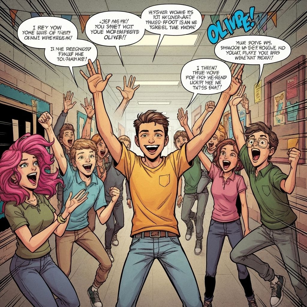 Happy classmates cheering