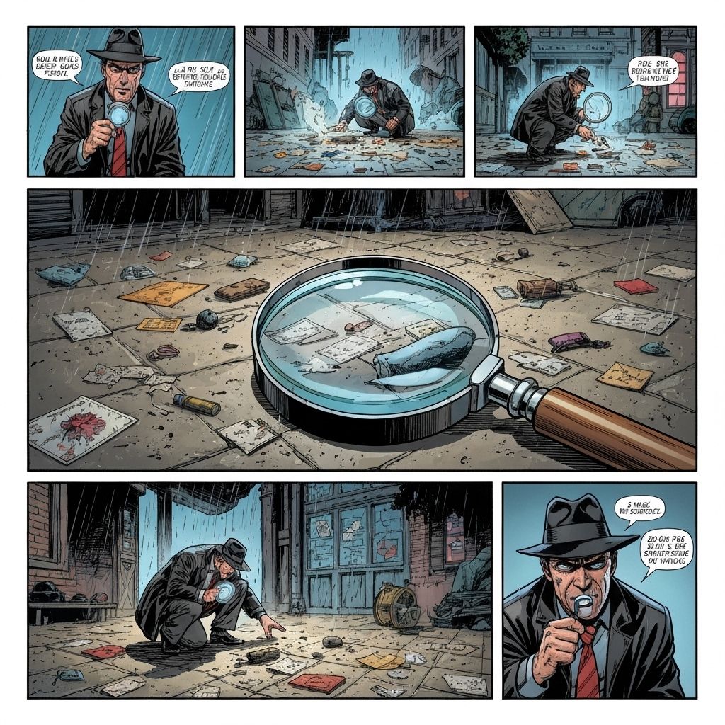 Magnifying glass over clues