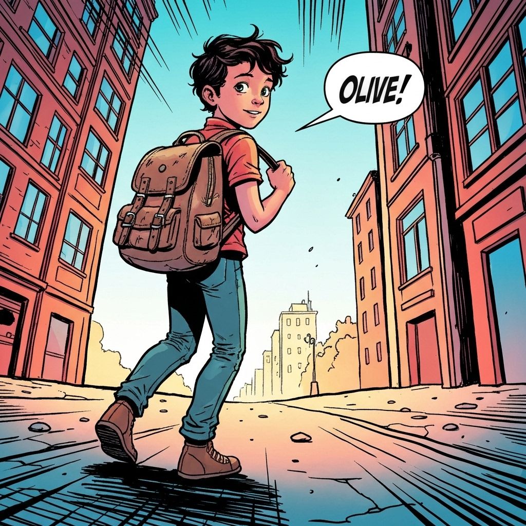 Oliver walking away confidently